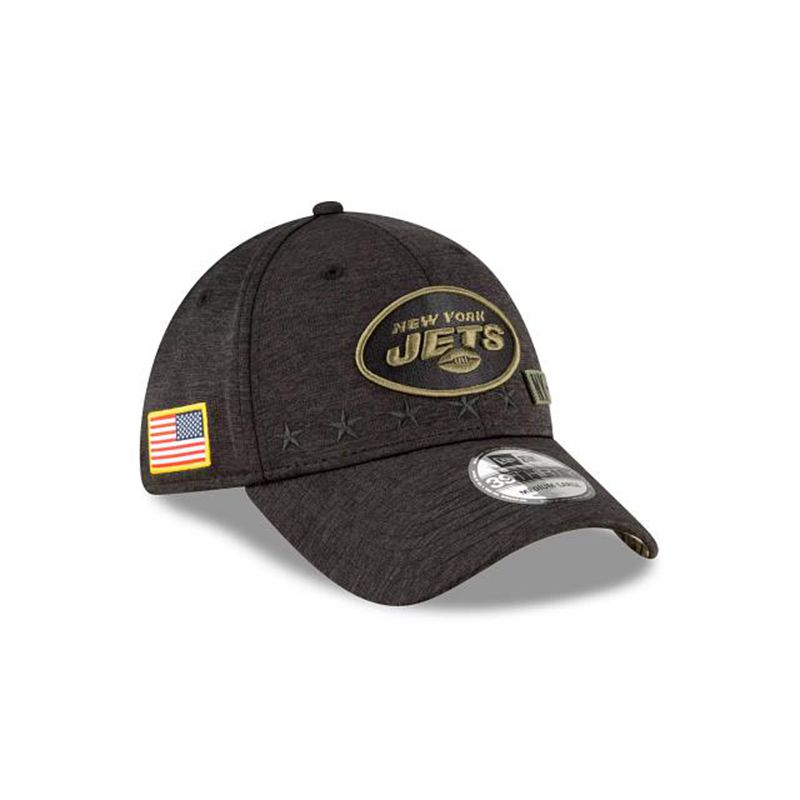 NFL New York Jets Salute To Service 39Thirty Stretch Fit (GHJ1070) - Black New Era Caps